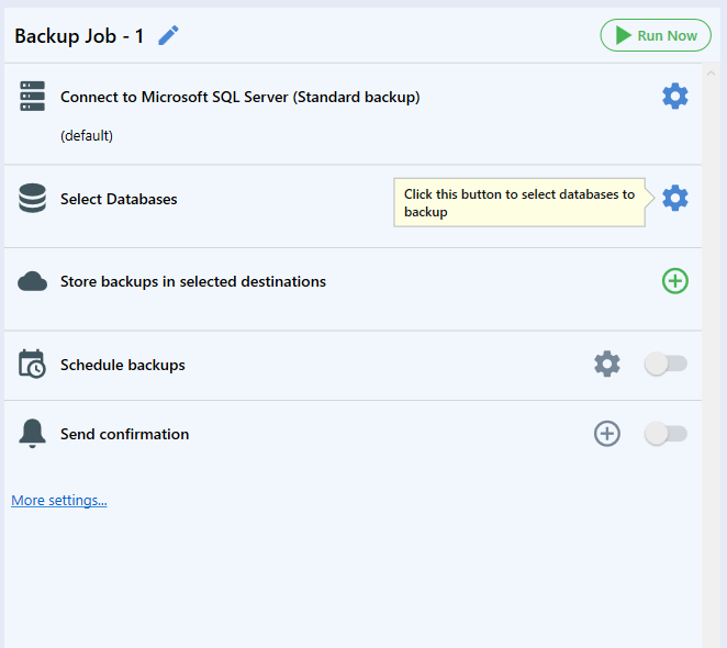 Select databases to backup — 1 / 3