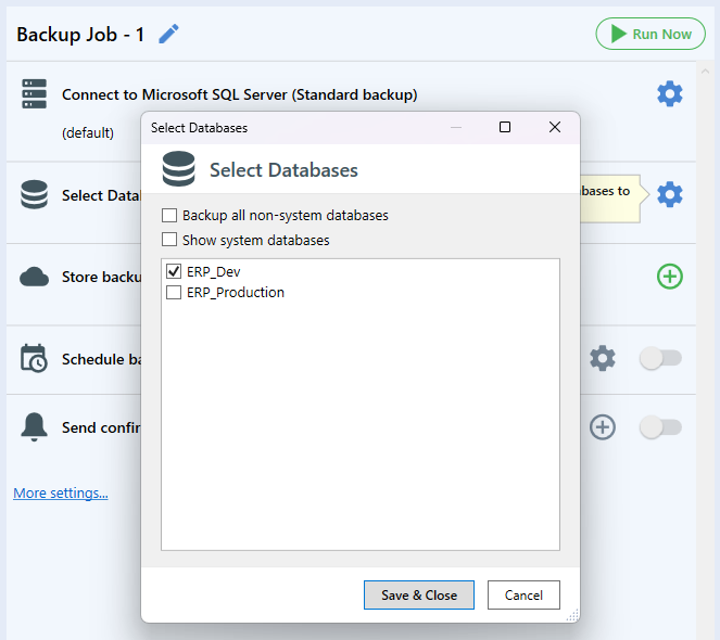 Select databases to backup — 3 / 3