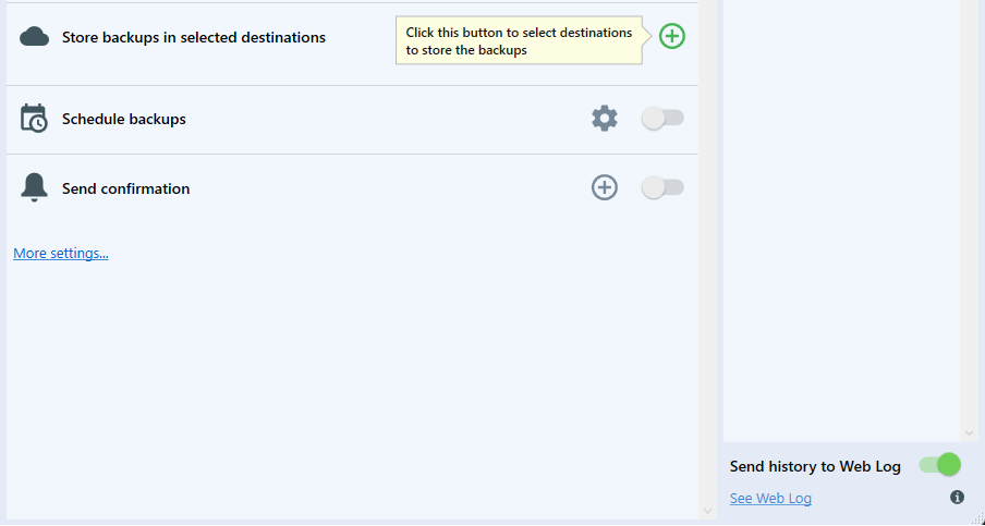 Choose destination for your backups — 1 / 6